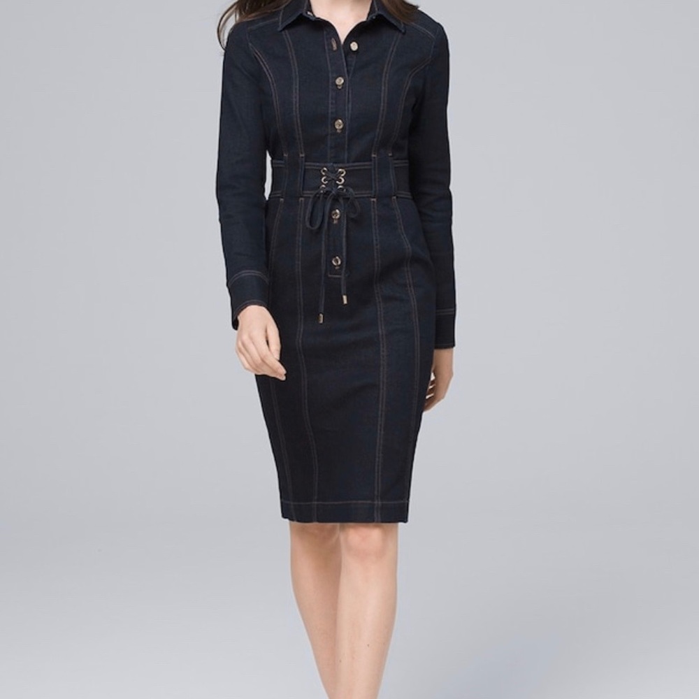 White House Black Market Denim Corset Dress
